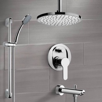 Tub and Shower Faucet Tub and Shower Faucet Set with Handheld and Ceiling Rain Shower Head Remer TSR38